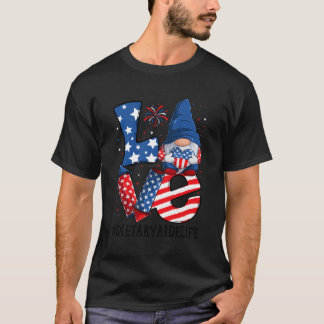 Dietstöd Kärlek 4:e juli Gnome Usa Patriotic T Shirt