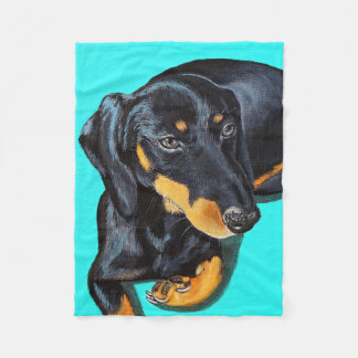 Diettera miniatyrmålning av Dachshund Fleecefilt