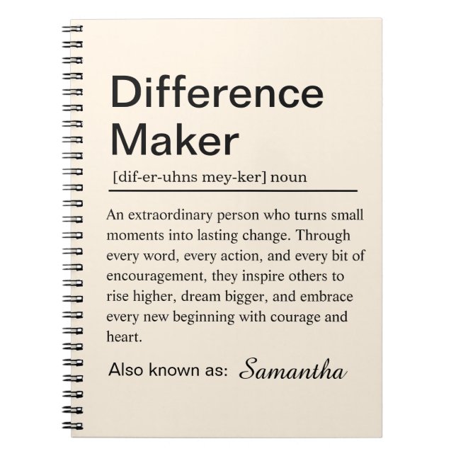 Difference Maker Definition Anteckningsbok (Framsidan)