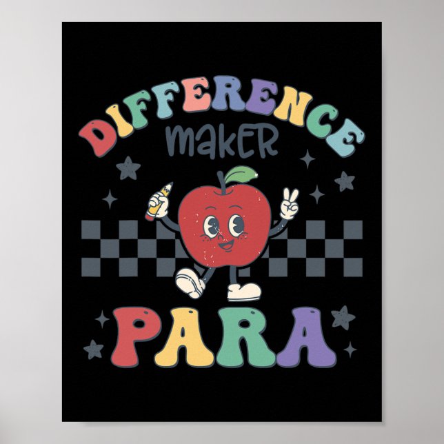 Difference Maker Para Teacher Paraprofessionell Pa Poster (Framsidan)