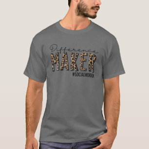 Difference Maker Social Worker Leopard Social Woke T Shirt