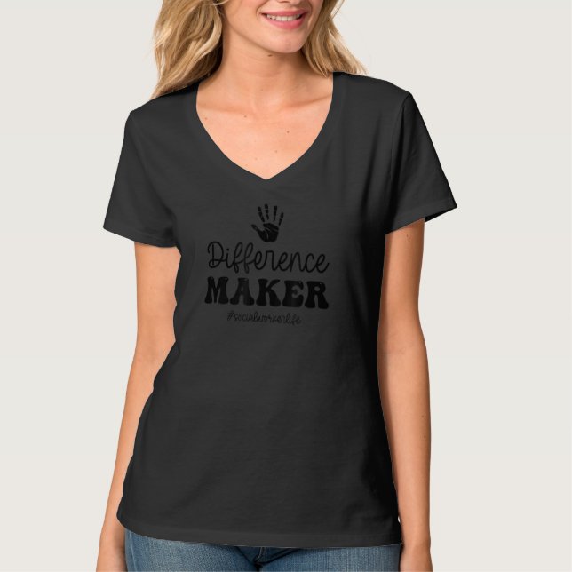 Difference Maker Social Worker T Shirt (Framsida)