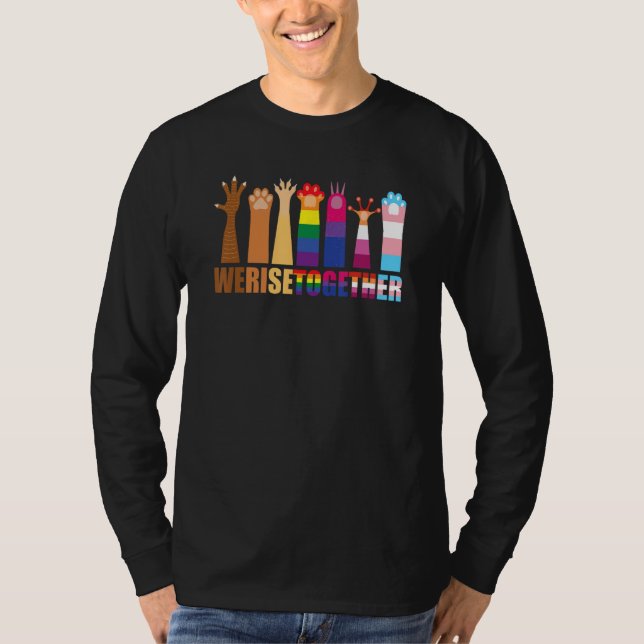 Different Animal Paws We Rise Together T Shirt (Framsida)