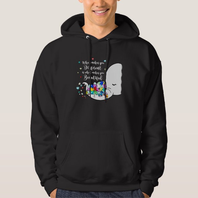 Different Beautiful Autism Awareness Puzzle Piece  Hoodie (Framsida)