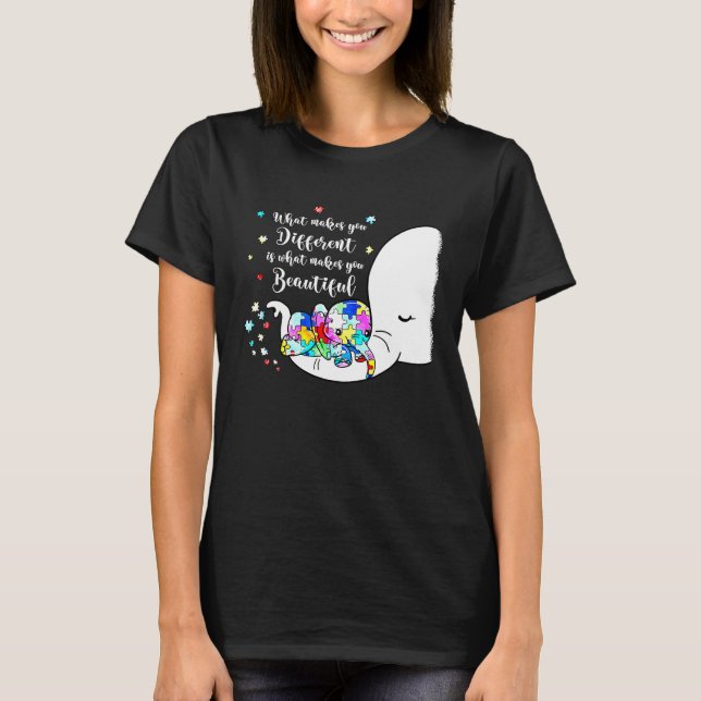 Different Beautiful Autism Awareness Puzzle Piece  T Shirt (Framsida)