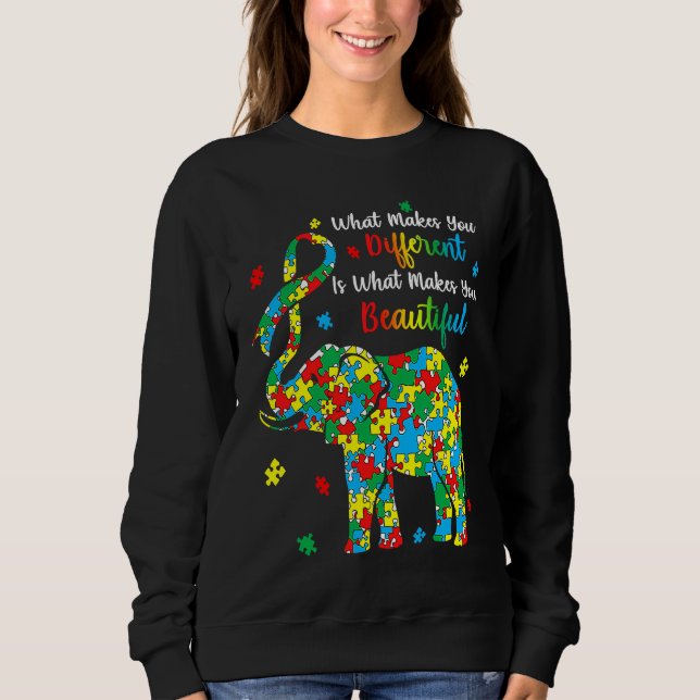 Different Beautiful Autism Awareness Puzzle Piece  T Shirt (Framsida)