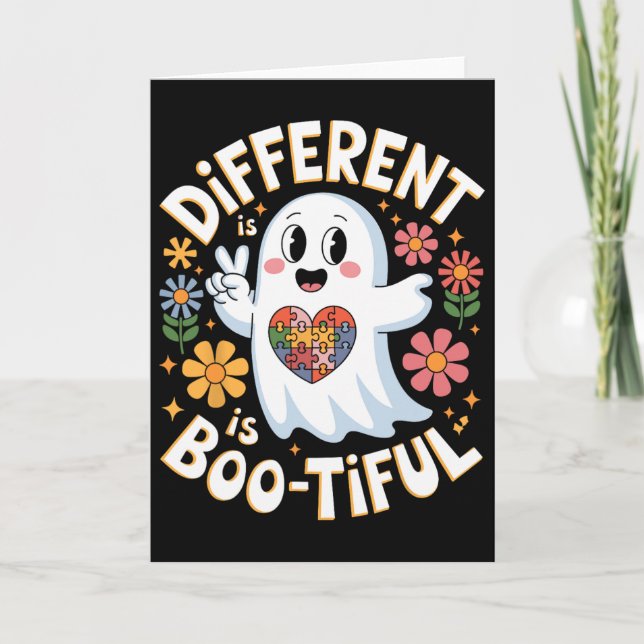 Different Is Boo Tiful Halloween Autism Acceptans  Kort (Framsida)