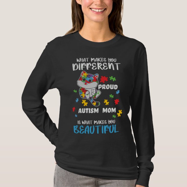 Different Is What Make You Beautiful Proud Autism  T Shirt (Framsida)