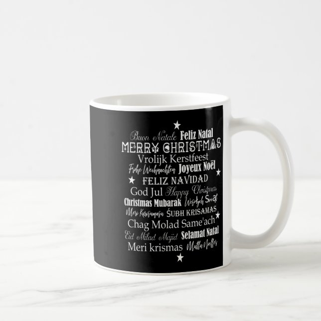 Different Languages Of Merry Christmas T Shirt  Kaffemugg (Höger)