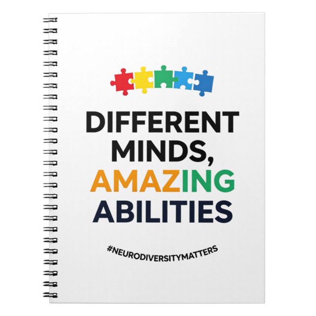 Different Minds Amazing Abilities Awareness Art Anteckningsbok (Framsidan)
