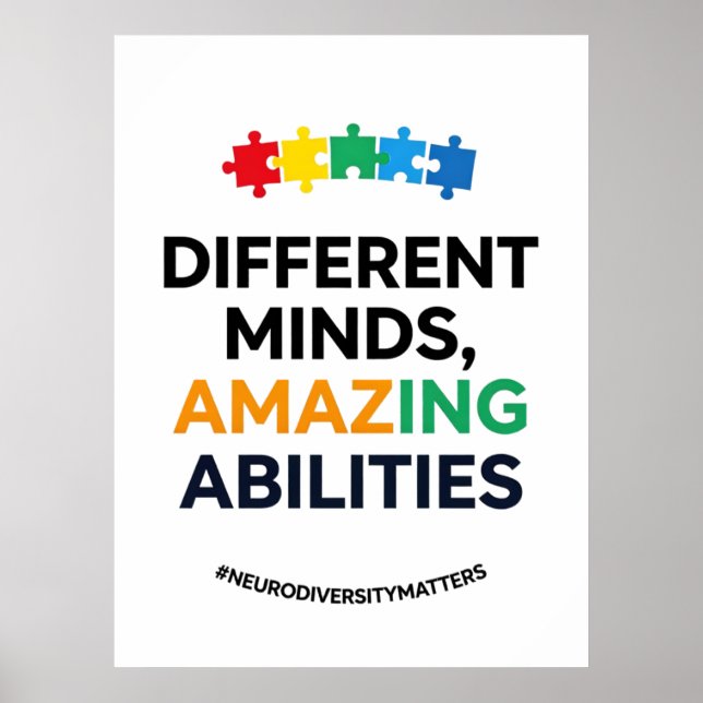 Different Minds Amazing Abilities Awareness Art Poster (Framsidan)