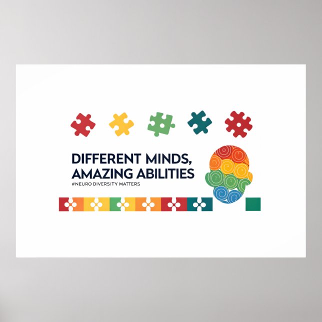 Different Minds Amazing Abilities Awareness Art Poster (Framsidan)