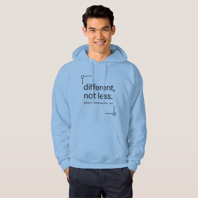 Different, Not Less | Minimalistisk funktionshinde Hoodie (Hel framsida)
