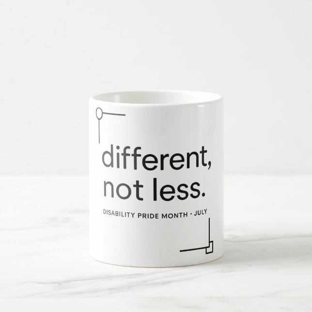Different, Not Less | Minimalistisk funktionshinde Kaffemugg (Center)