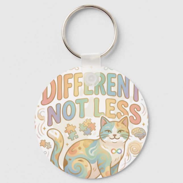 Different Not Less Neurodiversity Cat Autism Accep Nyckelring (Framsida)