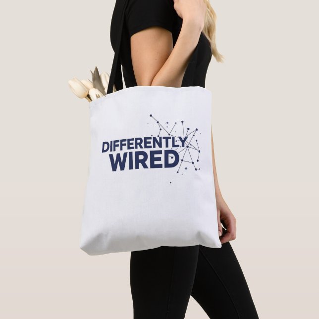 Differently Wired – Autism Awareness Month Blå  Tygkasse (Närbild)