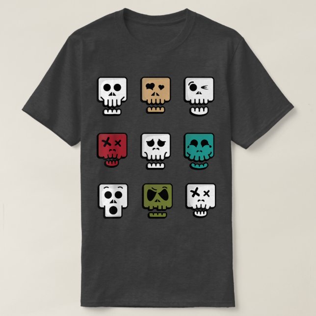 DIffertyper av Skeleton Skull med skeletthuvud  T Shirt (Design framsida)