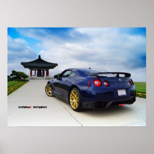 ’Diffus’ Nissan GT-R35 Känn sig Dodger Blue Poster