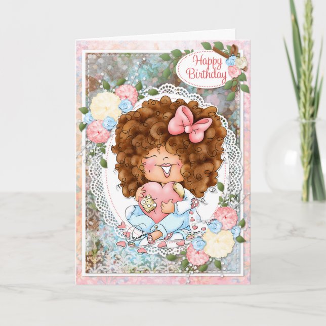 Dig Doodles Gigi Floral Birthday Card Kort (Framsida)