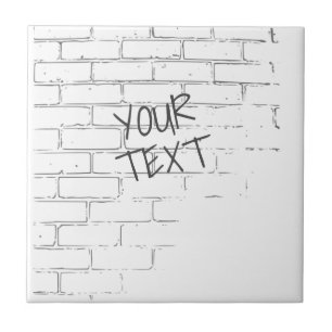 DIG VITE BRICK WALL MED GRAFFITI. PERSONLIG KAKELPLATTA