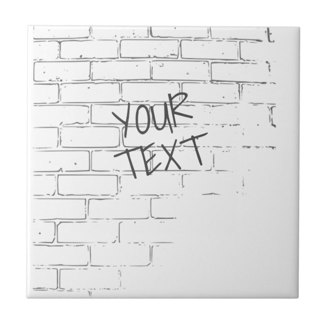 DIG VITE BRICK WALL MED GRAFFITI. PERSONLIG KAKELPLATTA (Framsidan)