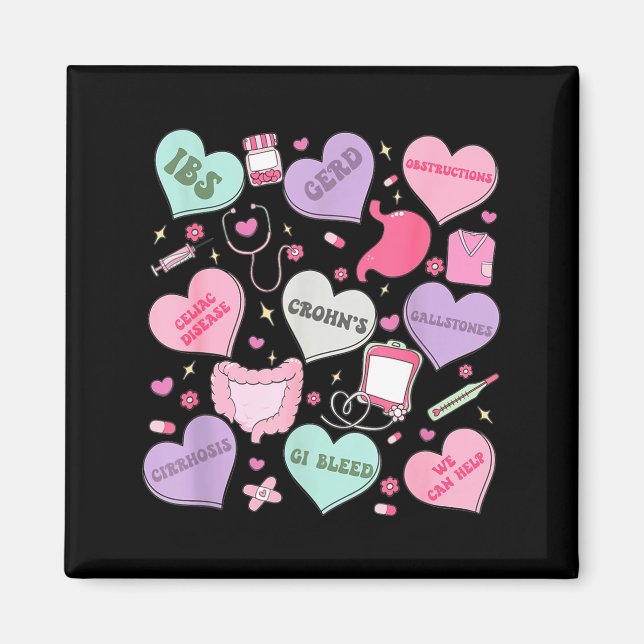 Digestive Divas Gastroenterology Nurse Valentine E Magnet (Framsidan)