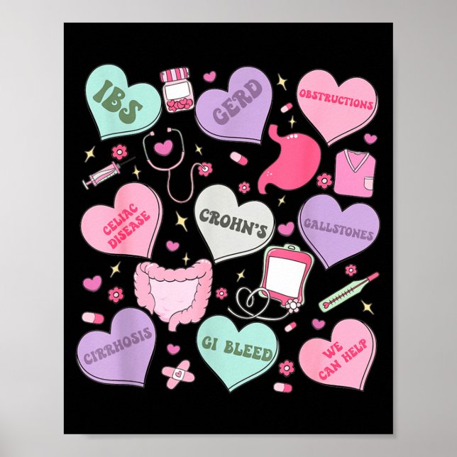 Digestive Divas Gastroenterology Nurse Valentine E Poster (Framsidan)