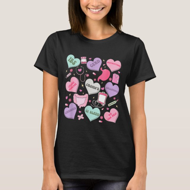 Digestive Divas Gastroenterology Nurse Valentine E T Shirt (Framsida)