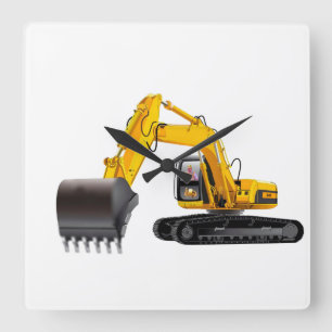 Digger-bild för Square-Wall-Clock Fyrkantig Klocka