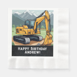 Digger Birthday för byggutrustning för grävmaskine Pappersservett
