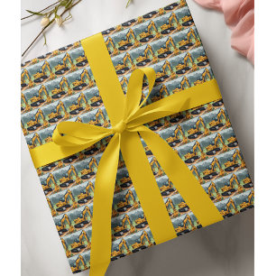 Digger Birthday för byggutrustning för grävmaskine Presentpapper