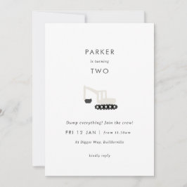 Digger Construction Party: Minsta födelsedag Inbju Inbjudningar