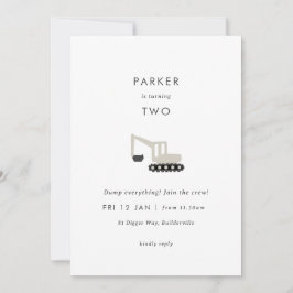 Digger Construction Party: Minsta födelsedag Inbju Inbjudningar