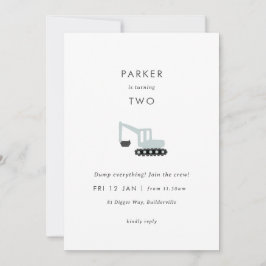 Digger Construction Party: Minsta födelsedag Inbju Inbjudningar