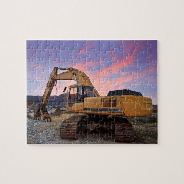 Digger Excavator Sunrise Pussel (Horisontell)