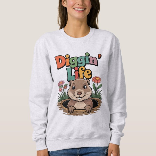Diggin’ Life Funny Gopher Animal Lover T Shirt (Framsida)