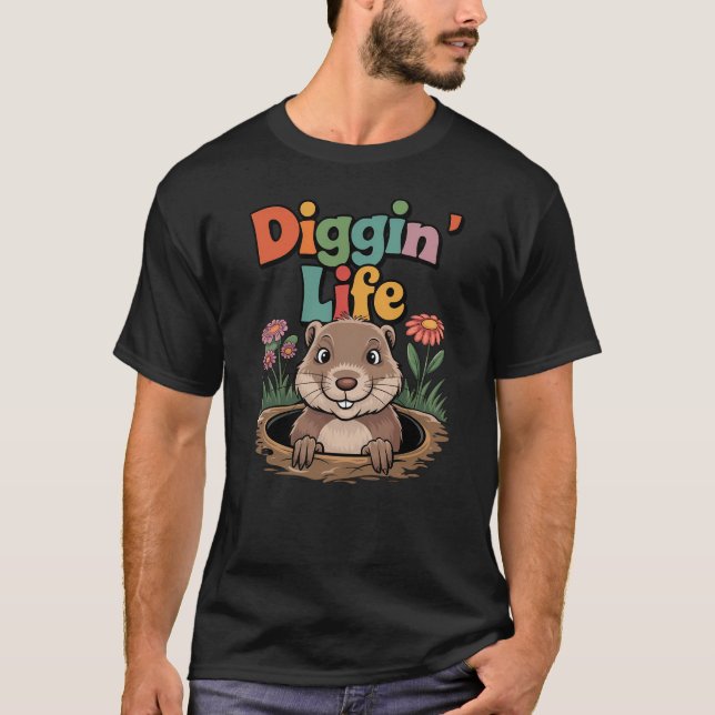 Diggin’ Life Funny Gopher T Shirt (Framsida)