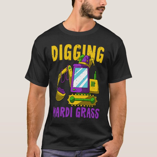 Digging Mardi Gras Cool Jester Excavator Construct T Shirt (Framsida)