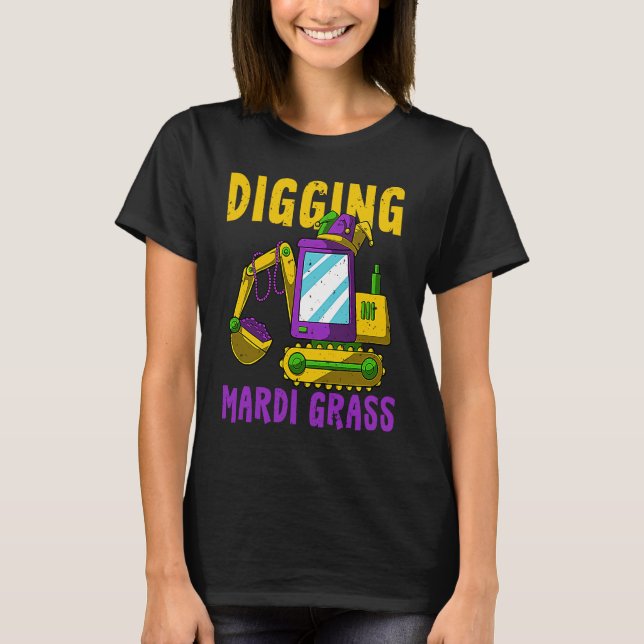 Digging Mardi Gras Cool Jester Excavator Construct T Shirt (Framsida)