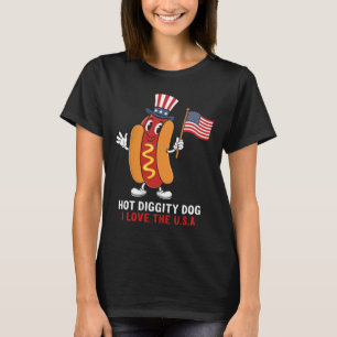 Diggity Hund I Kärlek USA Patriotic Hett-hund 4th T Shirt
