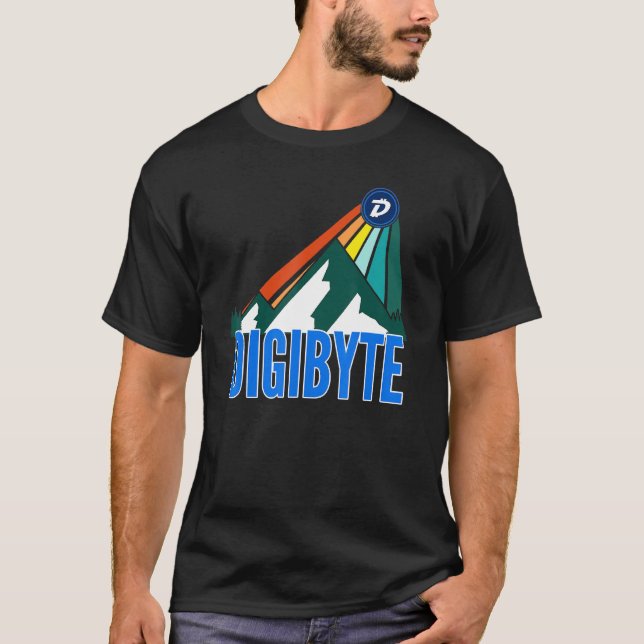 Digibyte Dgb Crypto Mountain Sol Rays Cryptocurren T Shirt (Framsida)