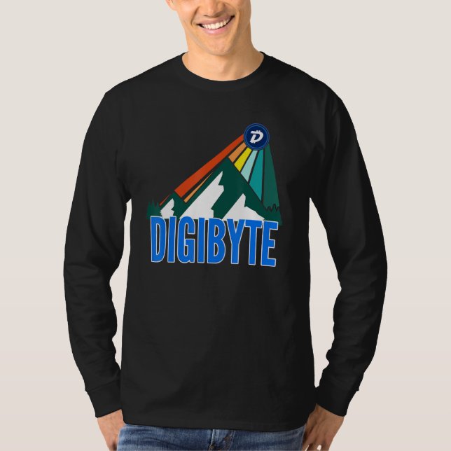 Digibyte Dgb Crypto Mountain Sol Rays Cryptocurren T Shirt (Framsida)