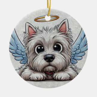 DigiPups West Highland Terrier Hund Strand Scen Julgransprydnad Keramik