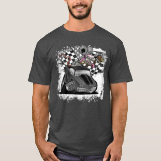 DigiRods Rat Rod Racer SS Muscle Grey Hot Rod Cart T Shirt