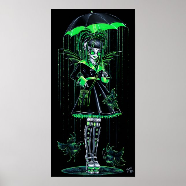 Digit Grönt Cybergoth Android Fairy Poster (Framsidan)