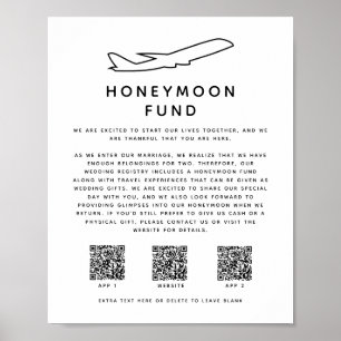 Digital 3 QR Code Honeymoon Fund Bröllop Poster