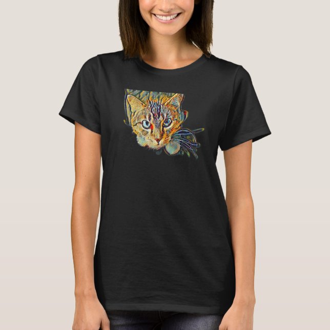 Digital Abstract Painting Of A Cat 10 T Shirt (Framsida)