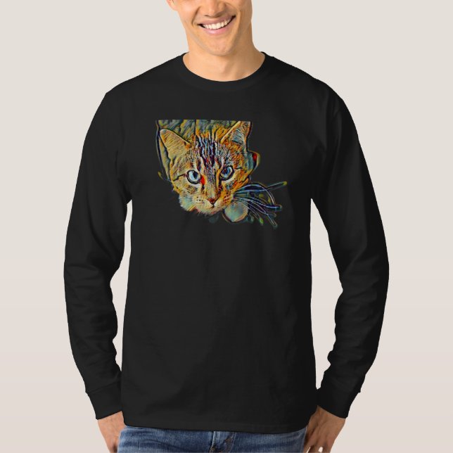 Digital Abstract Painting Of A Cat 10 T Shirt (Framsida)