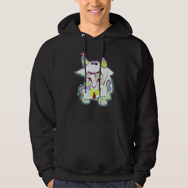 Digital Abstrakt Kattmålning 35 Hoodie (Framsida)