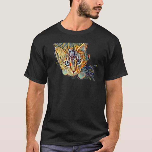 Digital abstrakt målning av en katt 10 t shirt (Framsida)